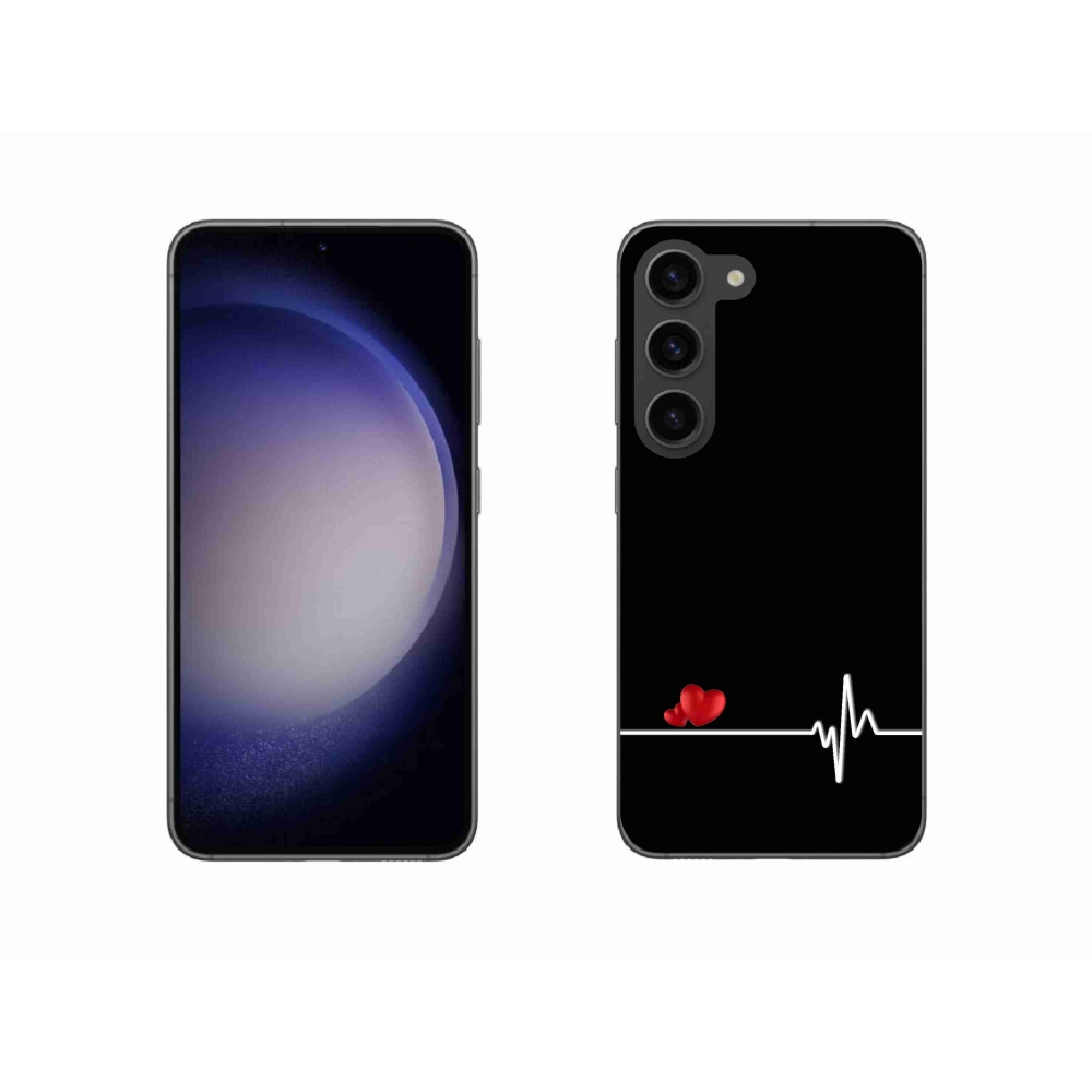 Gél borító mmCase Samsung Galaxy S23 5G - szív és szívverés fekete háttérrel
