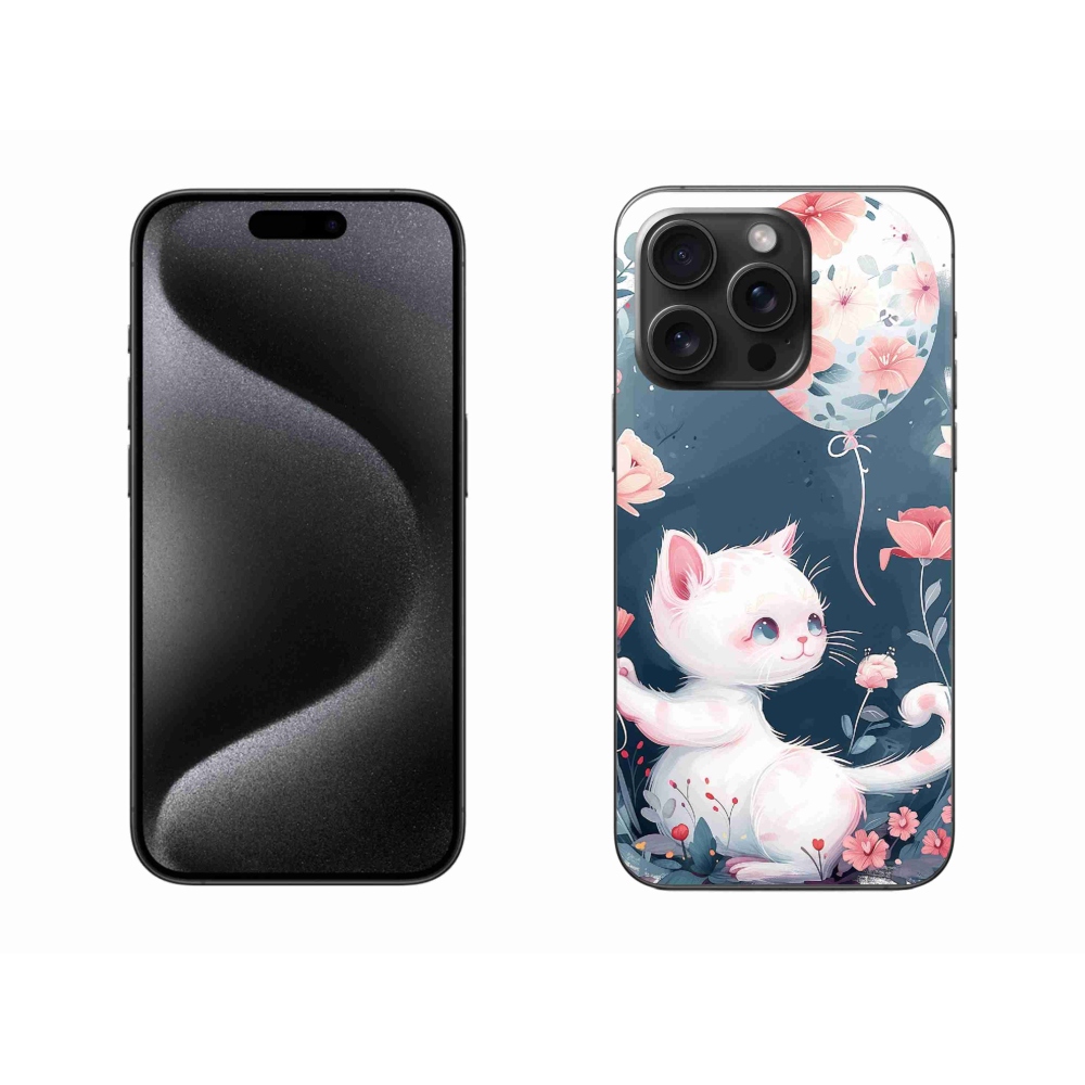 Gél borítás mmCase iPhone 15 Pro Max készülékhez - cica lufival