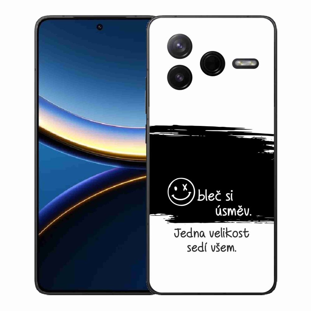 Gél borító mmCase a Xiaomi Poco F7 Pro számára - vicces szöveg 8 fekete-fehér háttérrel