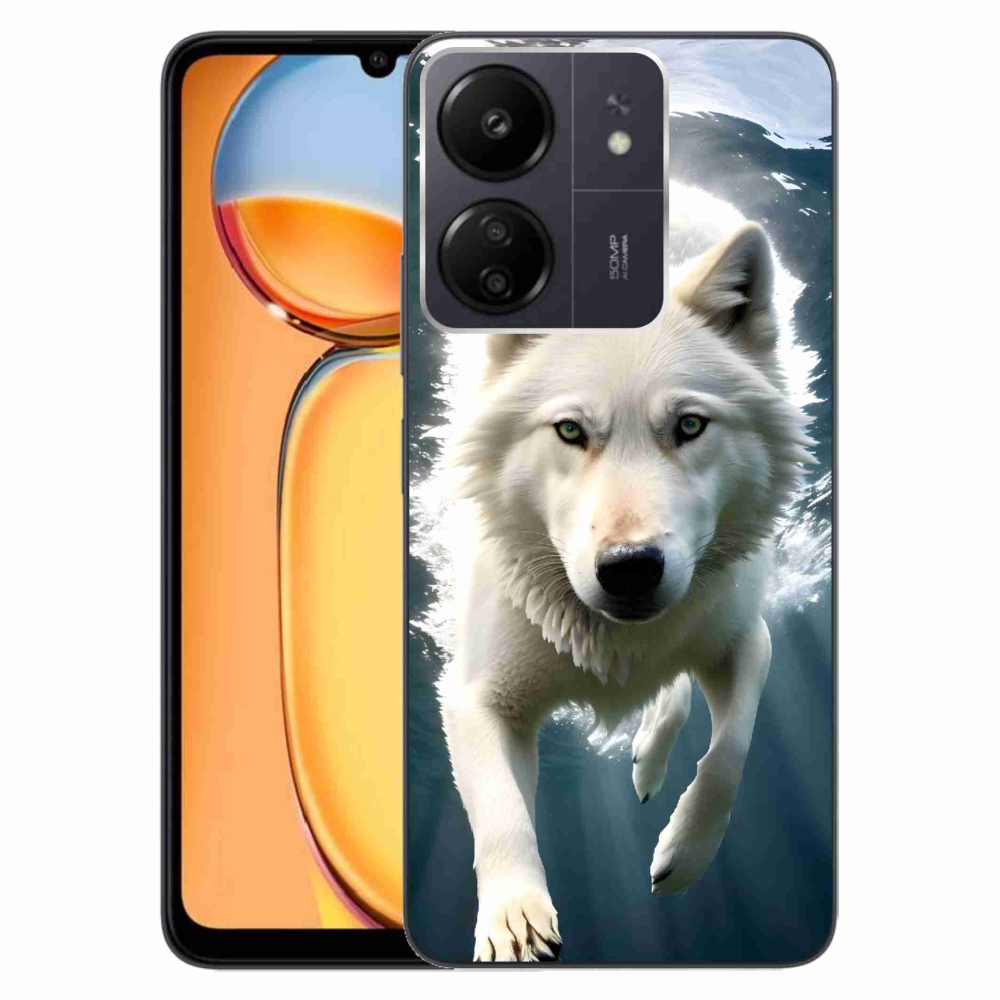 Gél borítás mmCase a Xiaomi Poco C65/Redmi 13C készülékhez - fehér farkas