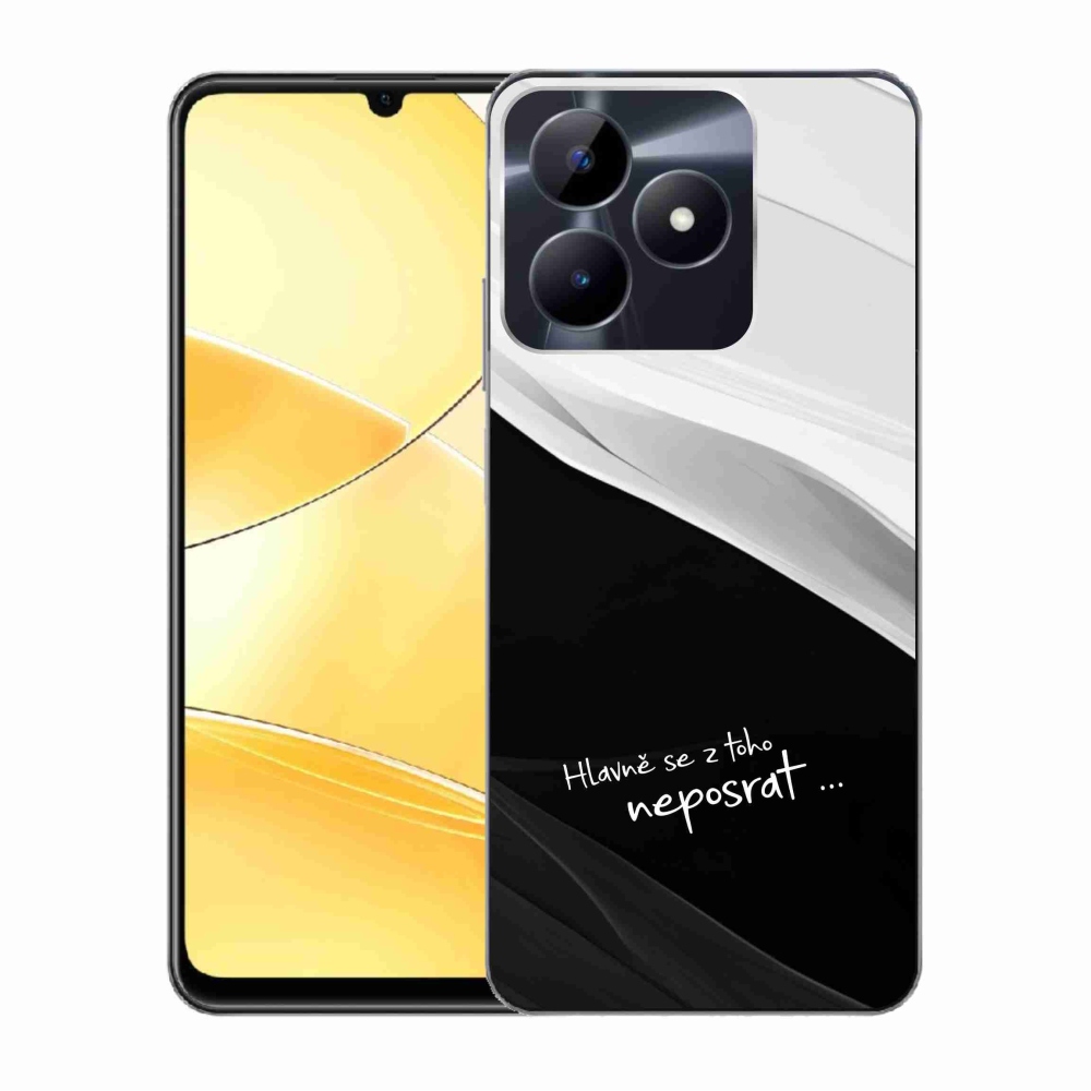 Gél borító mmCase a Realme C51/C53 készülékhez - vicces szöveg 13 fekete és fehér háttérrel