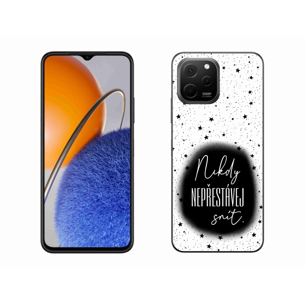 Gél borító mmCase a Huawei Nova Y61-en - idézet 1 fekete és fehér háttérrel