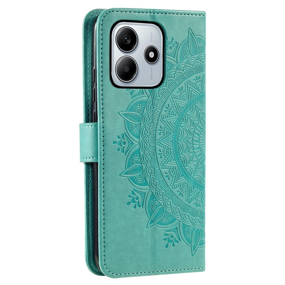 Mandala könyv tok a Xiaomi Redmi Note 14 5G-hez - teal színű
