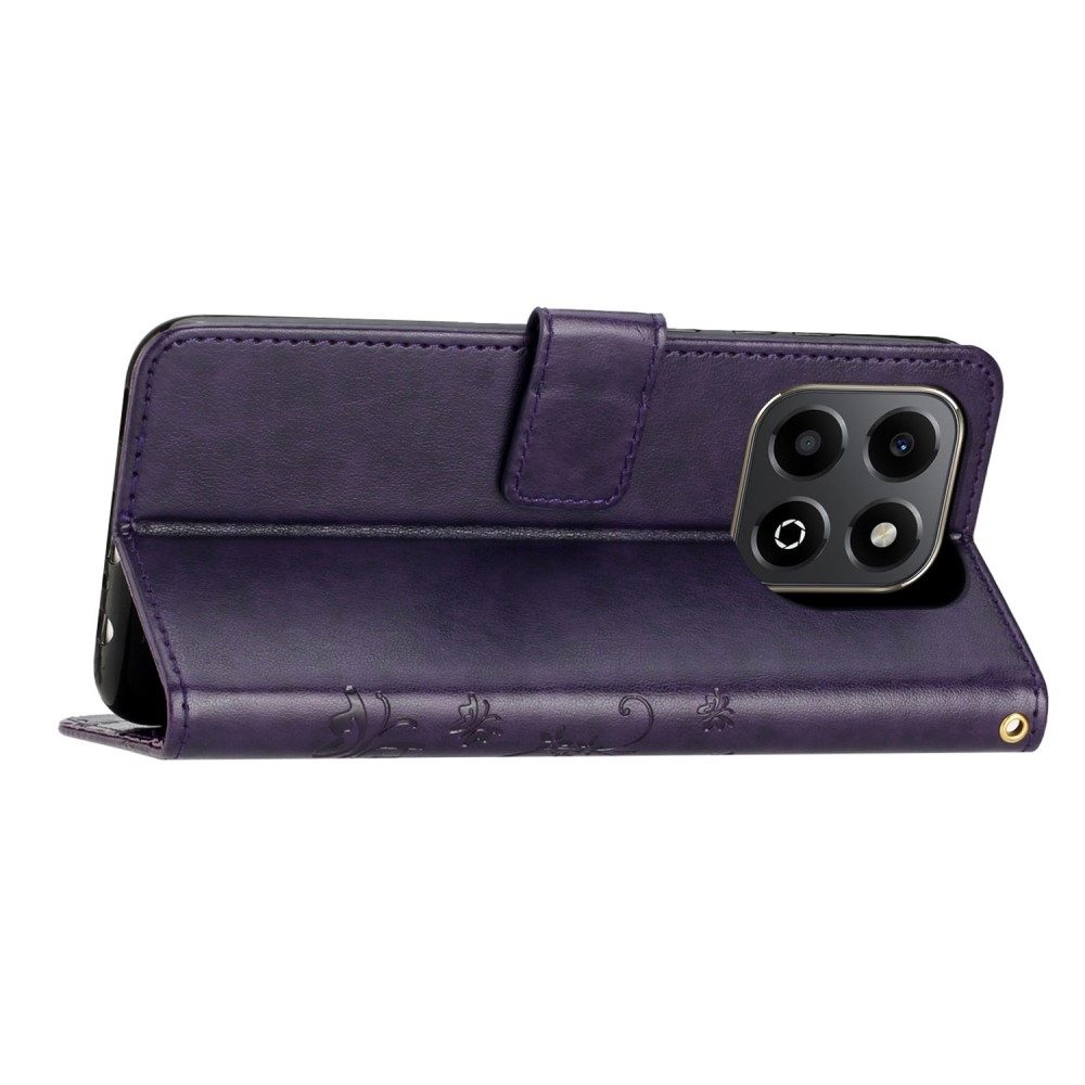 Virágok könyv tok Honor X6b - sötét lila