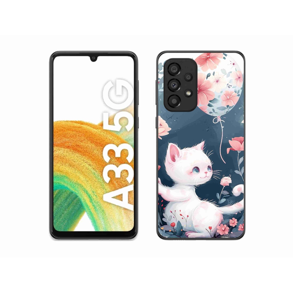 Gél borítás mmCase Samsung Galaxy A33 5G - cica lufival