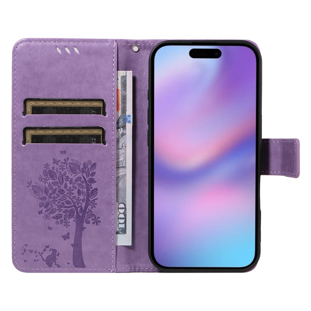 Fák könyvtáska iPhone 17 készülékhez - világos lila