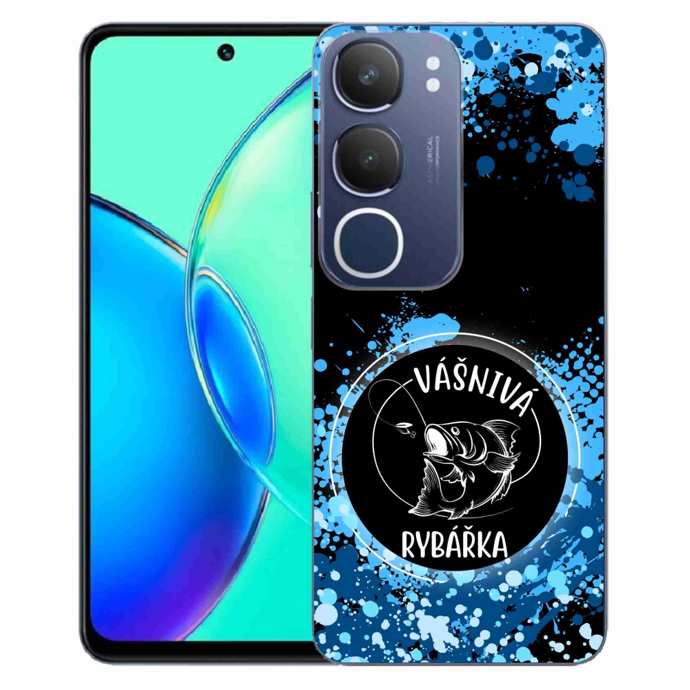 Gél borító mmCase a Vivo Y19s készülékhez - szenvedélyes halász fekete háttérrel
