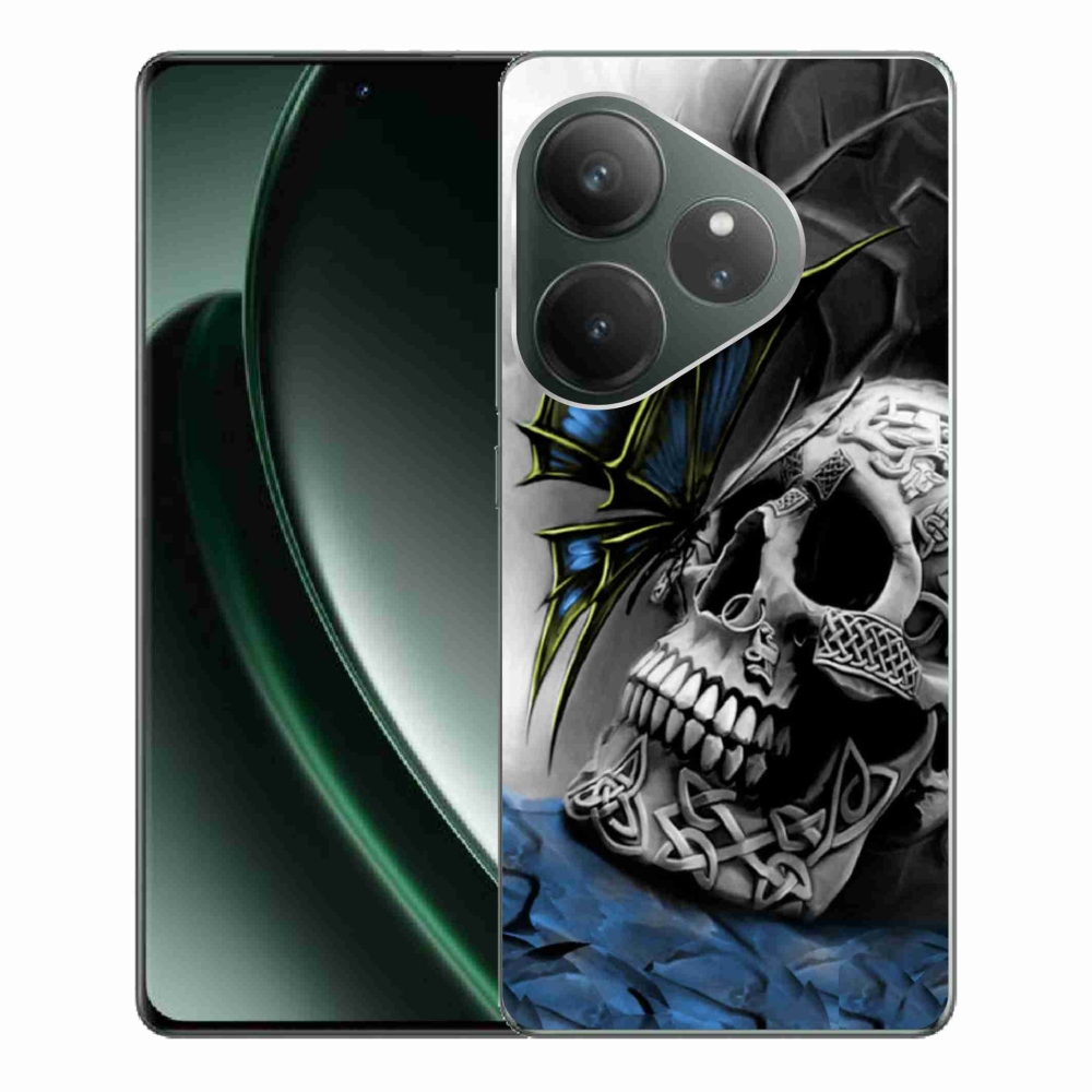 Zselés borítás mmCase a Realme GT 6 5G/GT 6T 5G számára - pillangó és koponya