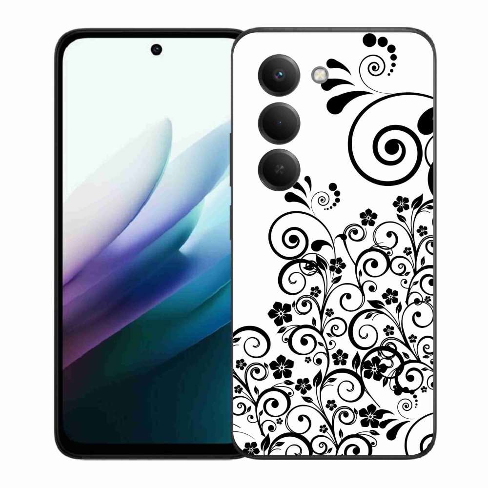 Gél borítás mmCase a Xiaomi Redmi 15 4G/5G (171mm) - fekete-fehér virágmintás tok