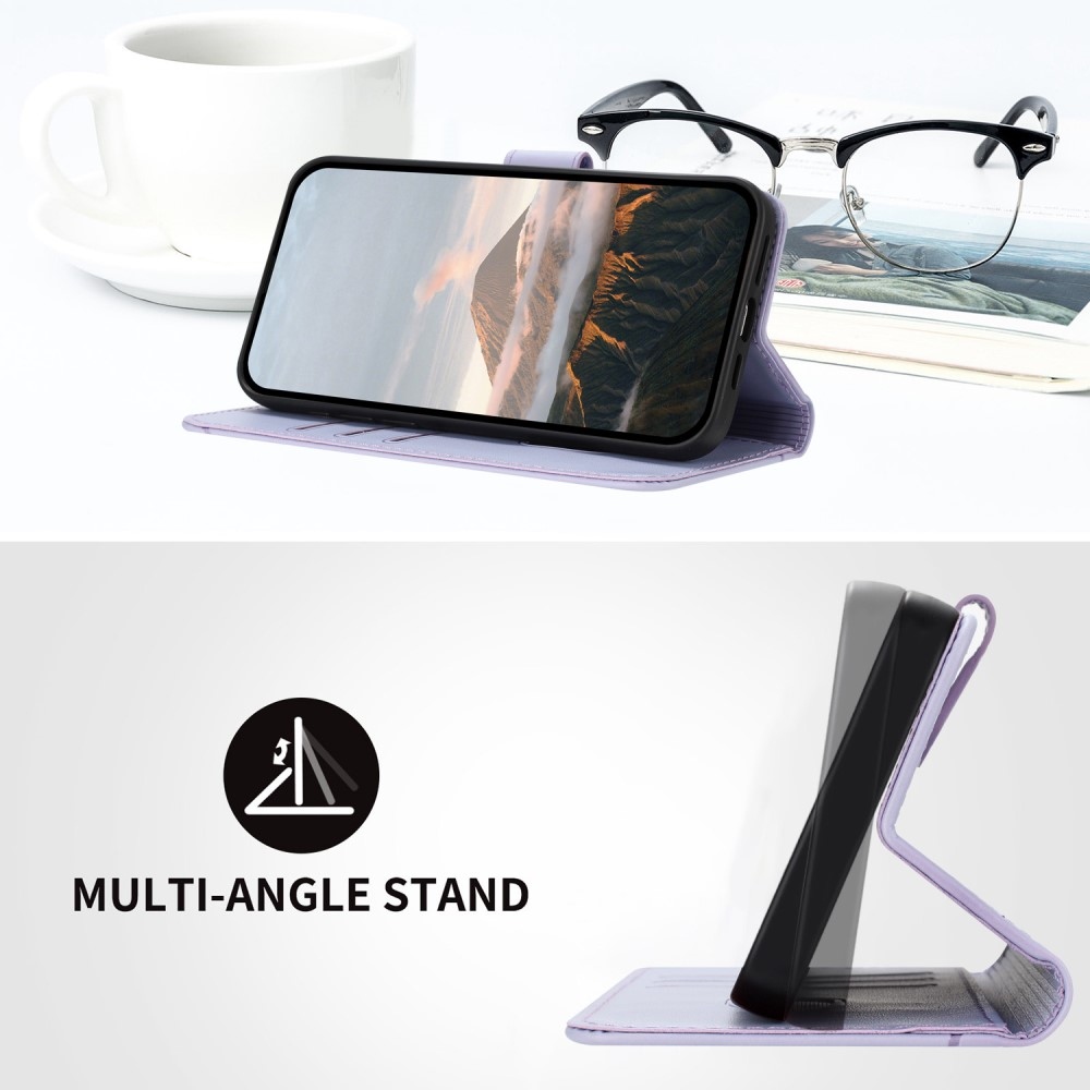 Háromszögek könyvtáska a Realme 14 5G készülékhez - világos lila