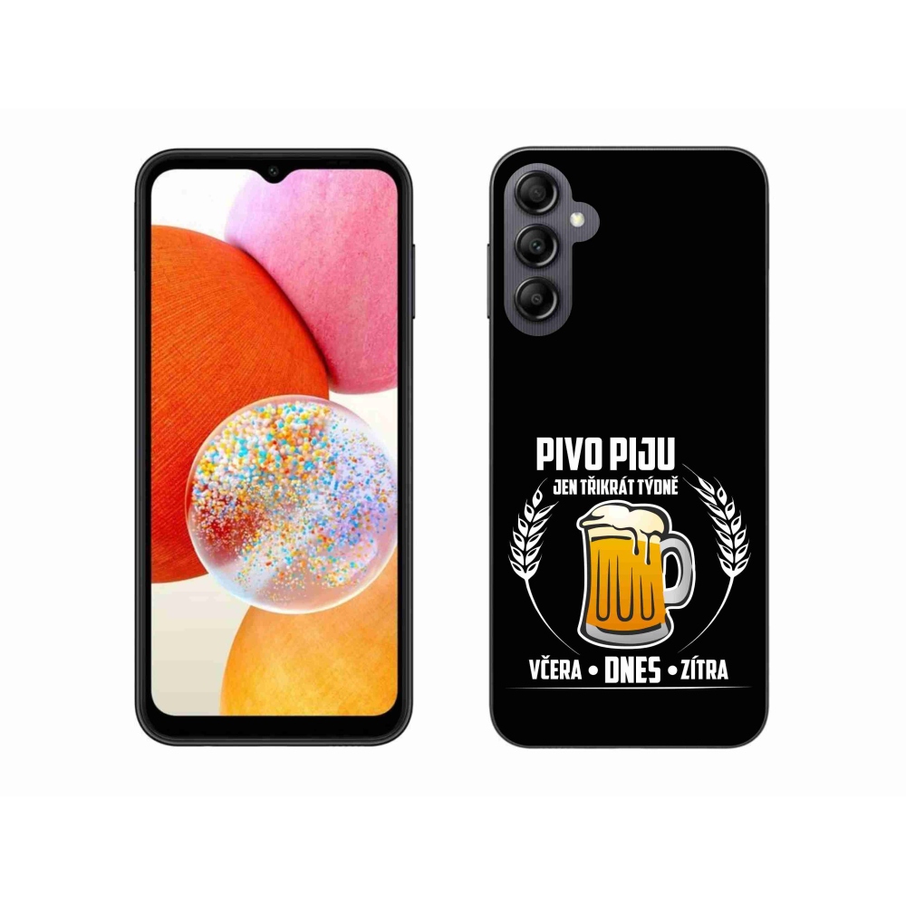 Gél borítás mmCase Samsung Galaxy A14 4G/5G - sör motívum fekete háttérrel