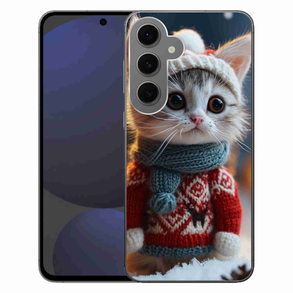 Zselés borítás mmCase Samsung Galaxy S24 FE készülékhez - cica pulóverben