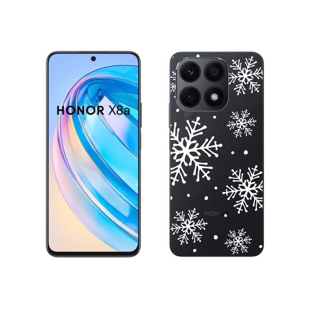 Zselés borítás mmCase a Honor X8a készülékhez - fehér pelyhek átlátszó háttéren