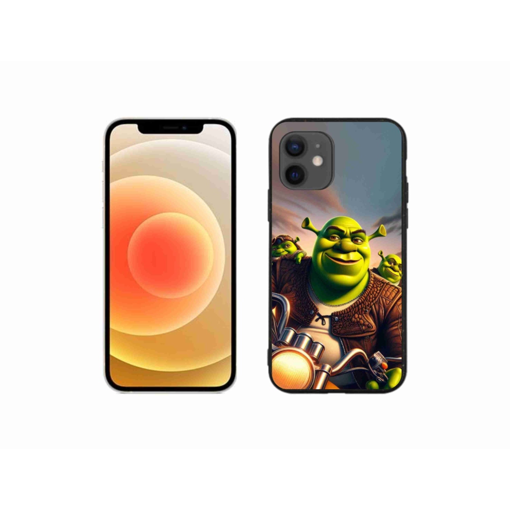 Zselés borítás mmCase iPhone 12 mini készülékhez - Shrek egy motorkerékpáron