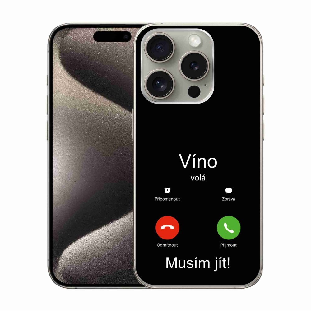 Gél borítás mmCase iPhone 15 Pro készülékhez - bor hívások fekete háttérrel