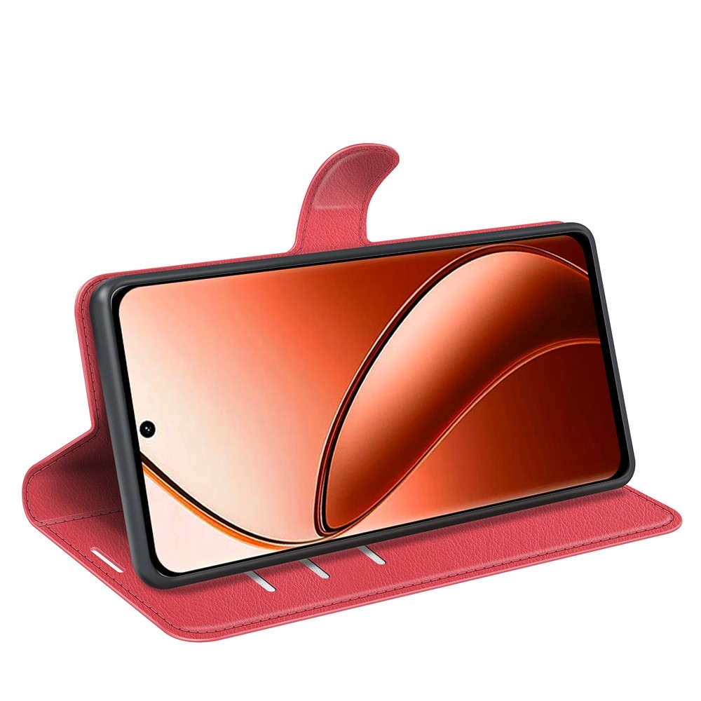 Litchi könyvtáska a Realme 12 Pro 5G/12 Pro+ 5G 12 Pro+ 5G készülékhez - piros