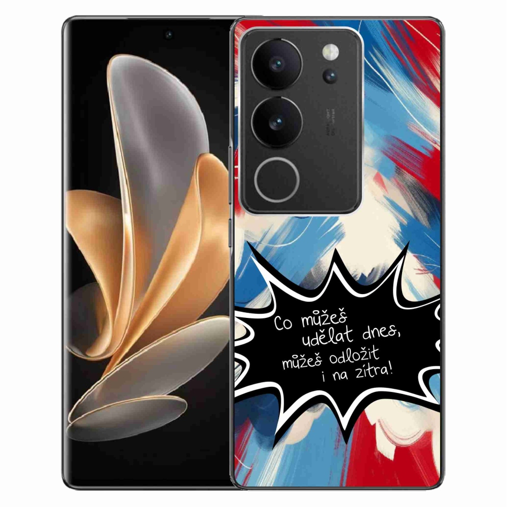 Gél borító mmCase a Vivo V29 5G-hez - vicces szöveg 9 fekete háttér