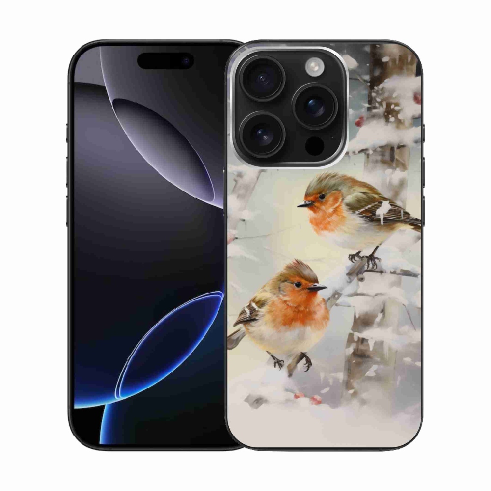 Zselés borítás mmCase iPhone 16 Pro készülékhez - madarak télen