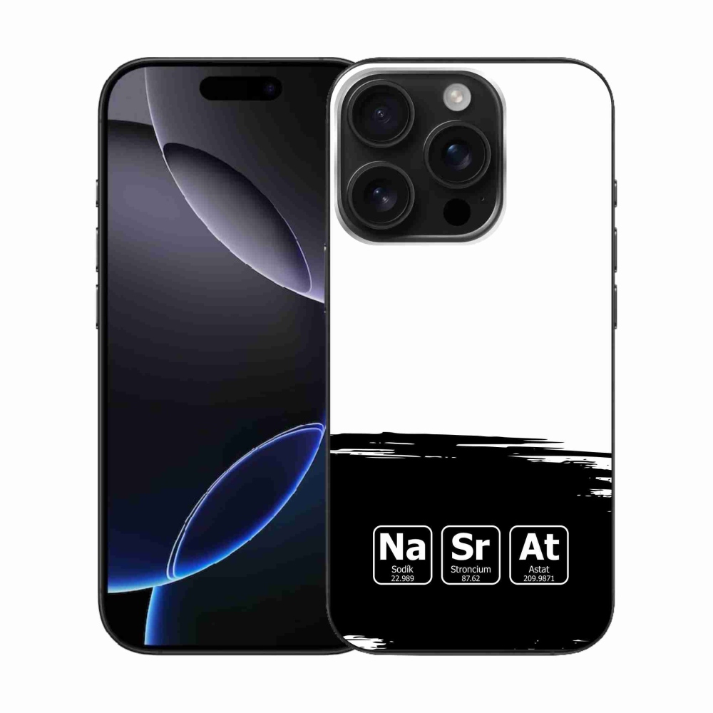 Gél borító mmCase iPhone 16 Pro készülékhez - kémiai elemek fekete és fehér háttérrel