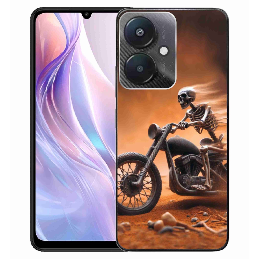 Gél borító mmCase a Xiaomi Redmi 13C 5G számára - csontváz a motorkerékpáron
