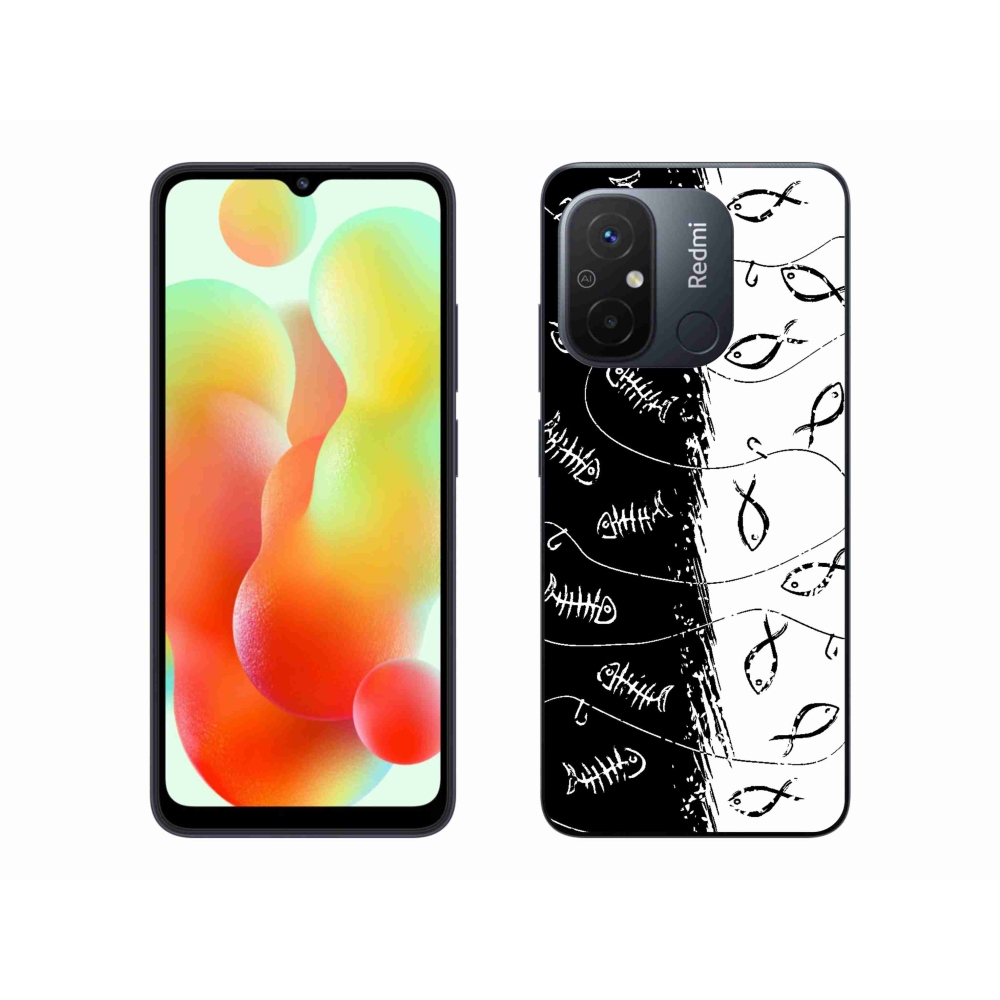 Gél borító mmCase a Xiaomi Redmi 12C-hez - csontvázak és halak