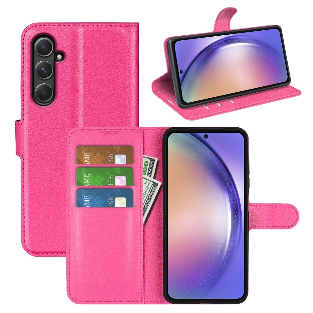 Litchi könyv tok Samsung Galaxy A55 5G - rózsaszínű