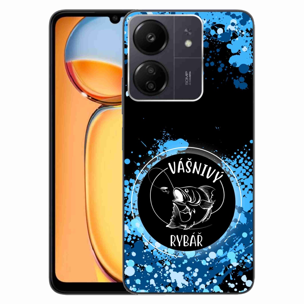 Gél borítás mmCase a Xiaomi Poco C65/Redmi 13C számára - szenvedélyes halász fekete háttérrel