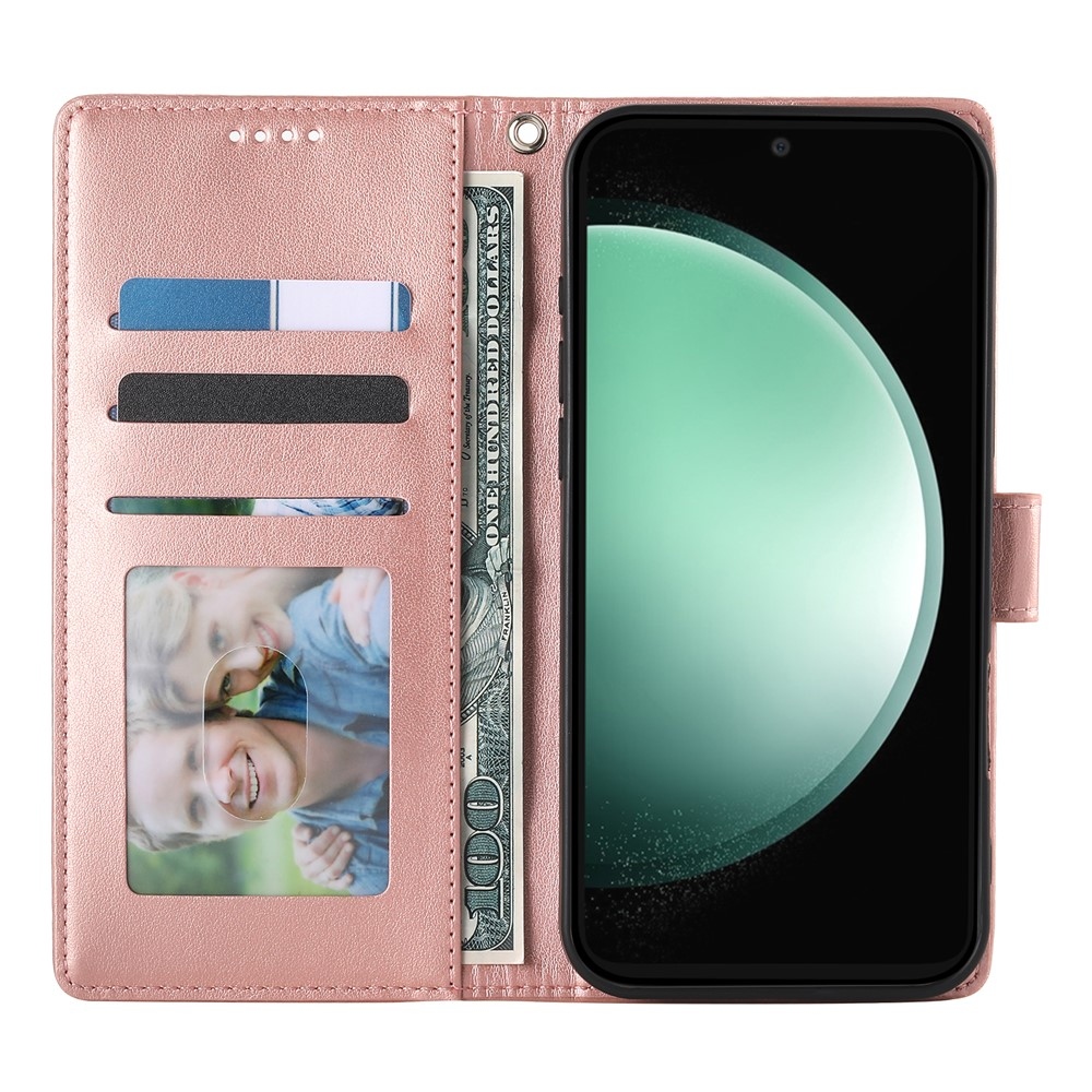 Virágok könyv tok Samsung Galaxy S25 FE készülékhez - rózsa arany