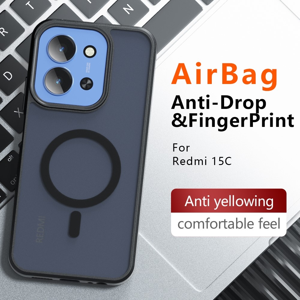 Matte zselés tok MagSafe tok a Xiaomi Redmi 15C 4G/5G (173mm) - fekete