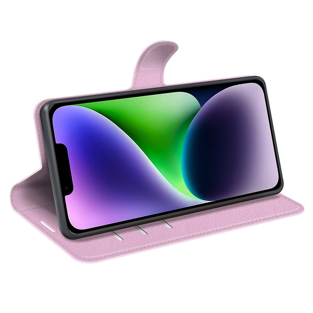 Litchi könyvtáska iPhone 15 Plus készülékhez - rózsaszín