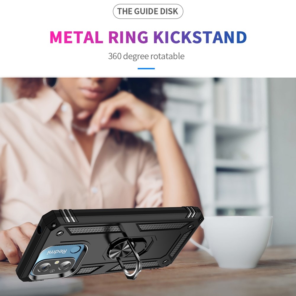 Gyűrűálló borítás Xiaomi Redmi 12C-hez - fekete