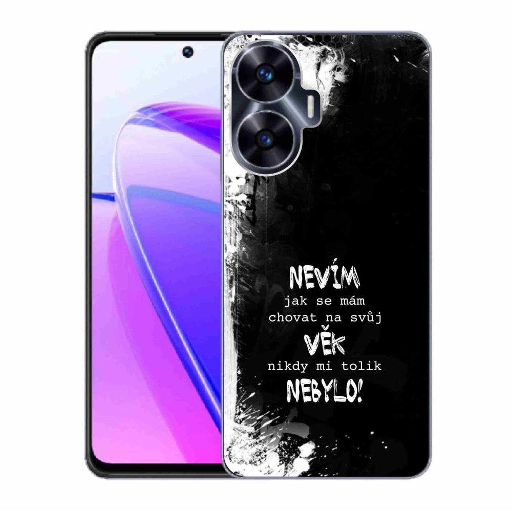 Gél borító mmCase a Realme C55 készülékhez - vicces szöveg 14 fekete háttér