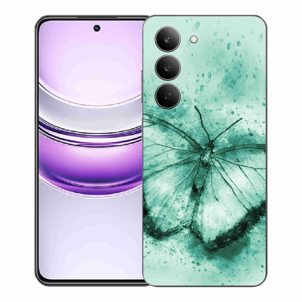 Zselés borítás mmCase a Realme 14x 5G készülékhez - zöld pillangó