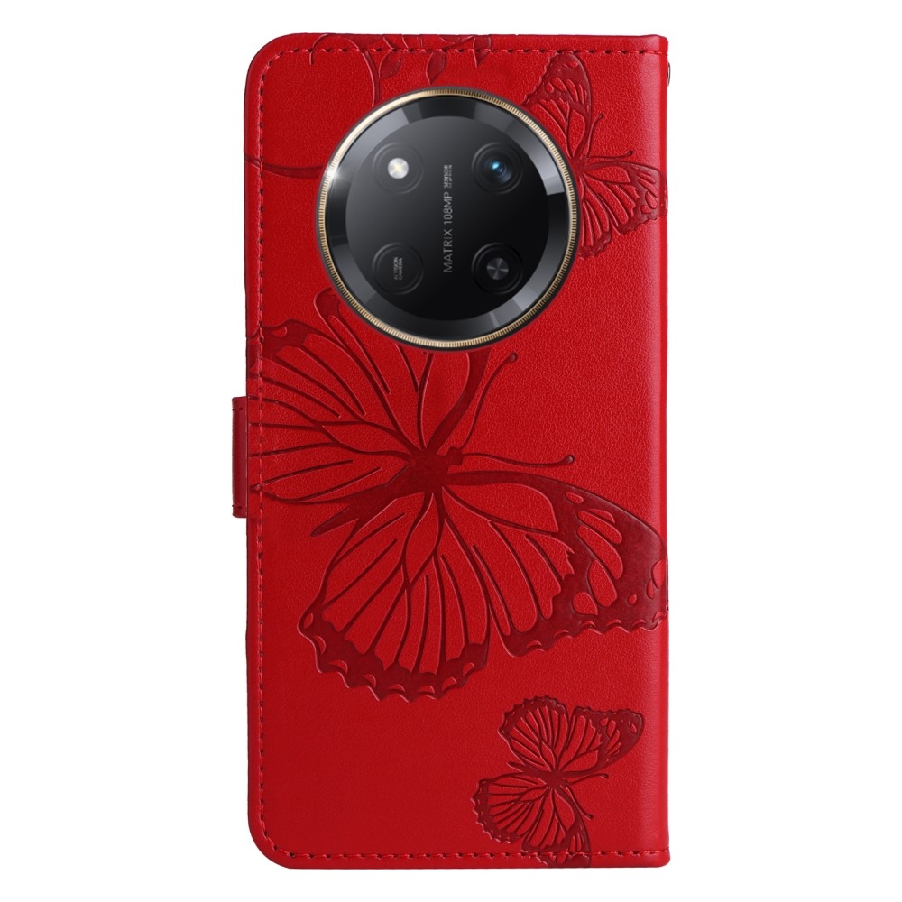 Nagy pillangó könyv tok a Honor Magic 7 Lite 5G számára - piros