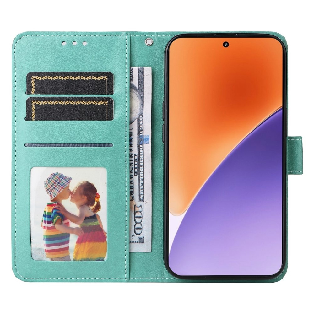 Napraforgó könyv tok a Xiaomi 15-öshöz - teáskék