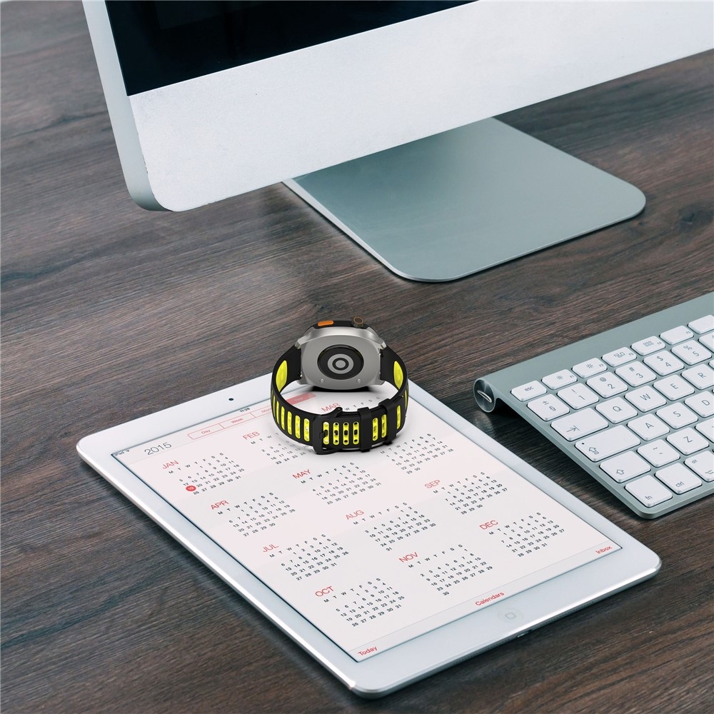 Rang szilikon karkötő, 22 mm, Xiaomi Watch S4 47 mm-hez – fekete/sárga
