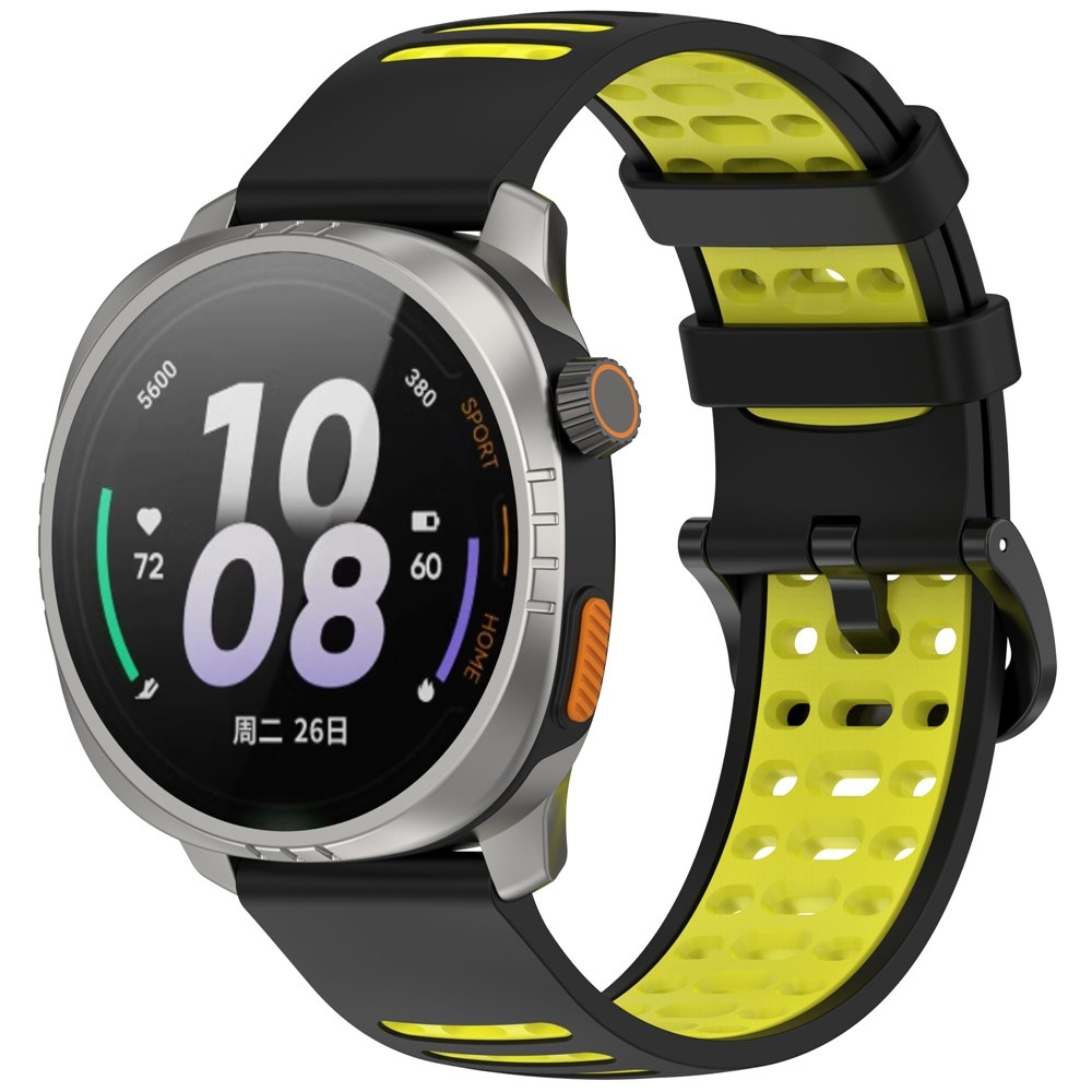 Rang szilikon karkötő, 22 mm, Xiaomi Watch S4 47 mm-hez – fekete/sárga