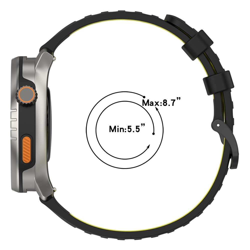 Rang szilikon karkötő, 22 mm, Xiaomi Watch S4 47 mm-hez – fekete/sárga