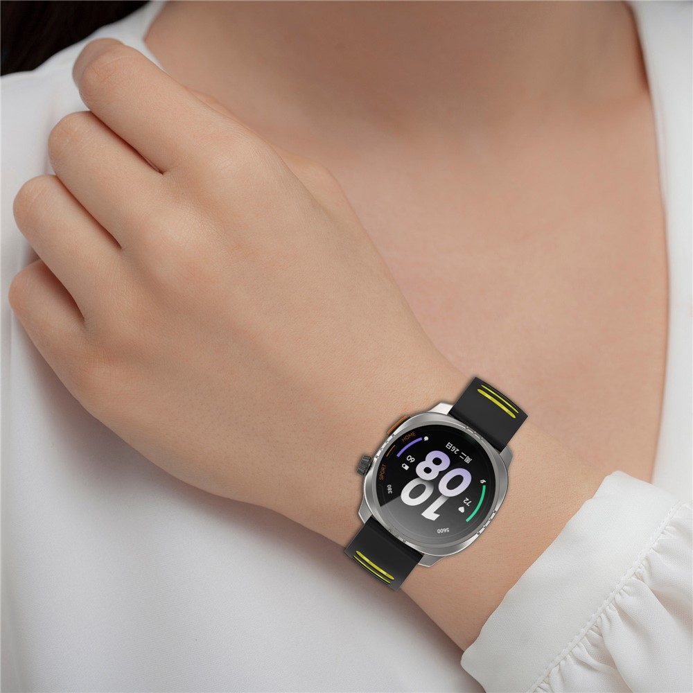 Rang szilikon karkötő, 22 mm, Xiaomi Watch S4 47 mm-hez – fekete/sárga