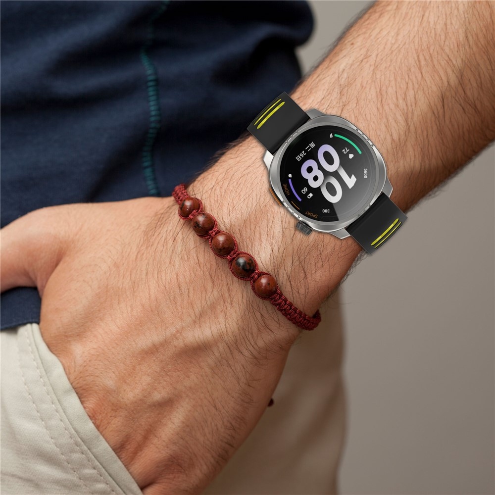 Rang szilikon karkötő, 22 mm, Xiaomi Watch S4 47 mm-hez – fekete/sárga