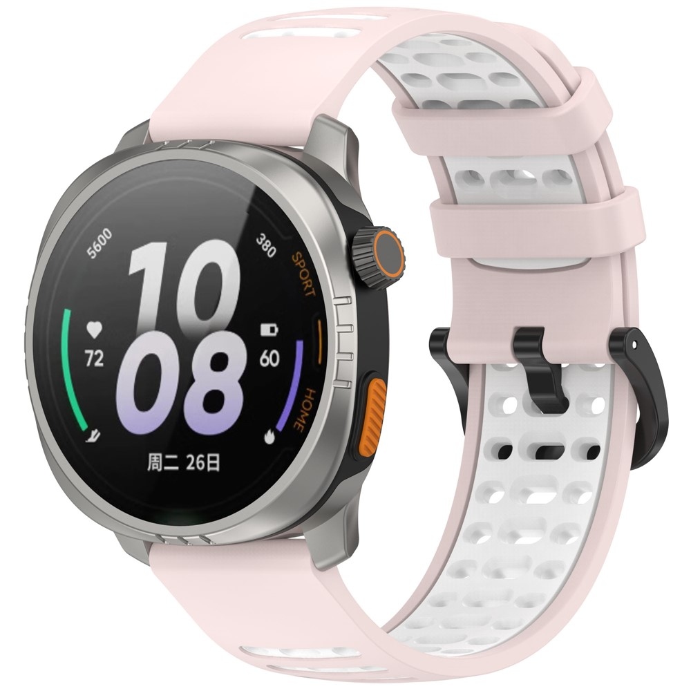 Rang szilikon karkötő, 22 mm, Xiaomi Watch S4 47 mm-hez – rózsaszín/fehér
