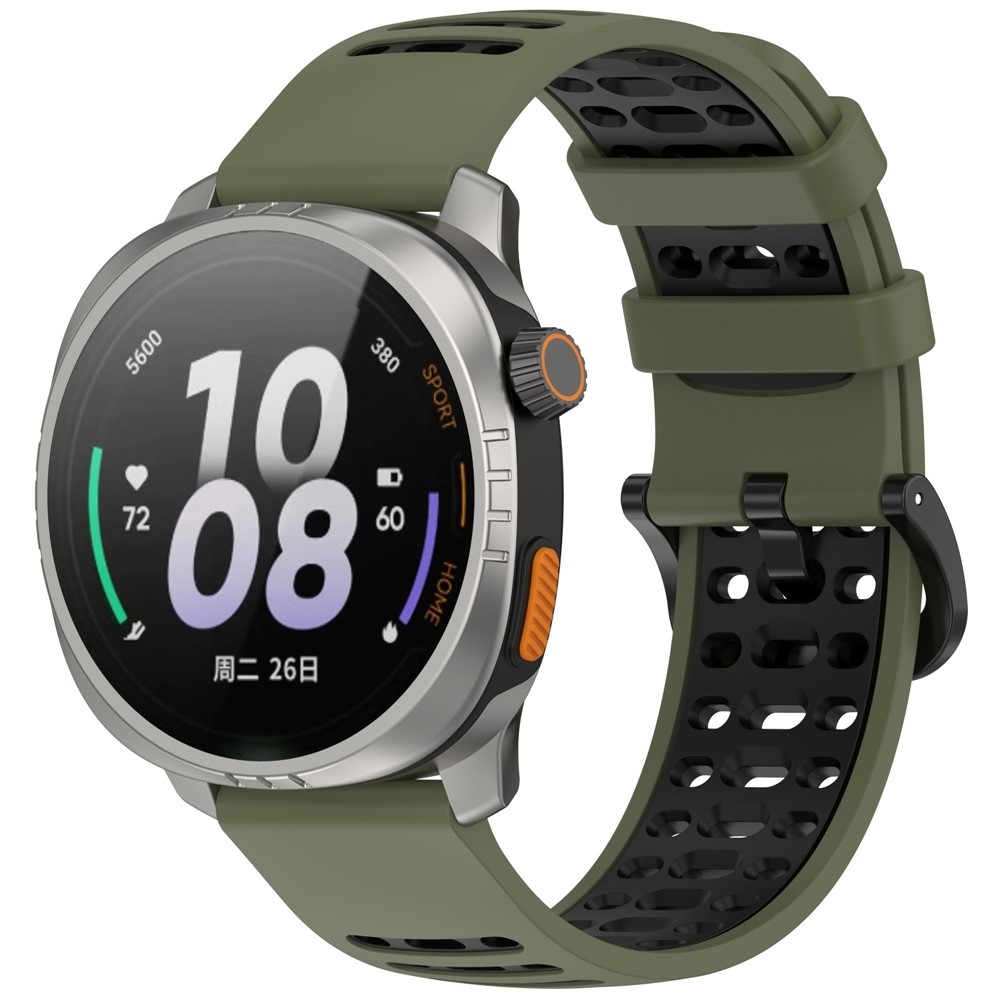 Rang szilikon karkötő, 22 mm, Xiaomi Watch S4 47 mm-hez – zöld/fekete