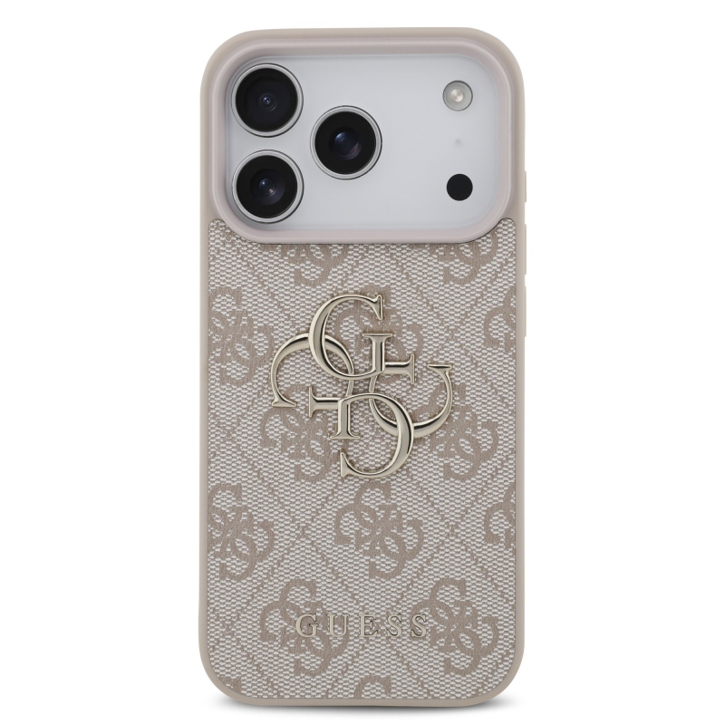 Guess PU 4G Metal Logo hátsó tok iPhone 18 Pro-hoz, rózsaszín