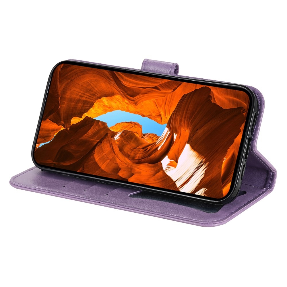 Virágos könyv tok Xiaomi Redmi Note 14-hez - lila