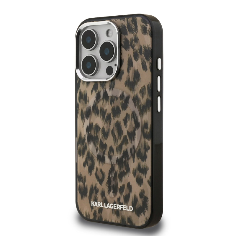 Karl Lagerfeld IML Leopard Leopard MagSafe hátlap iPhone 16 Pro barna színű készülékhez