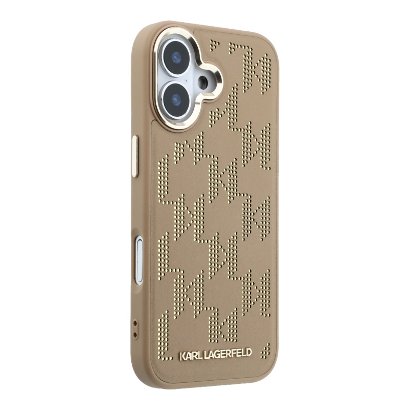 Karl Lagerfeld PU perforált Monogram MagSafe hátlap az iPhone 17-hez, bézs színben