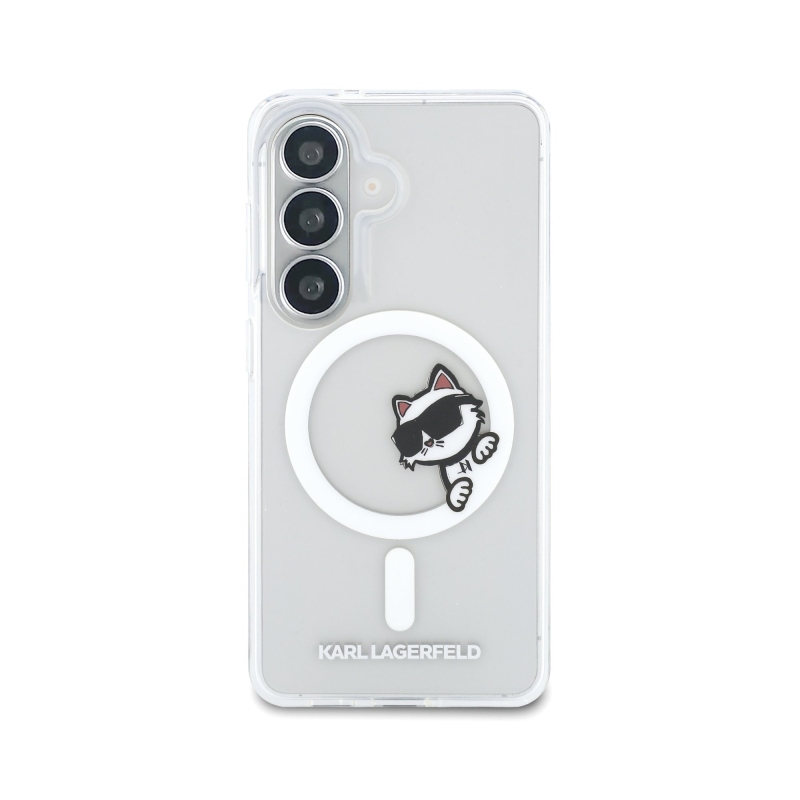 Karl Lagerfeld IML Choupette Peekaboo Logo mágneses hátlap a Samsung Galaxy S26+ átlátszóhoz