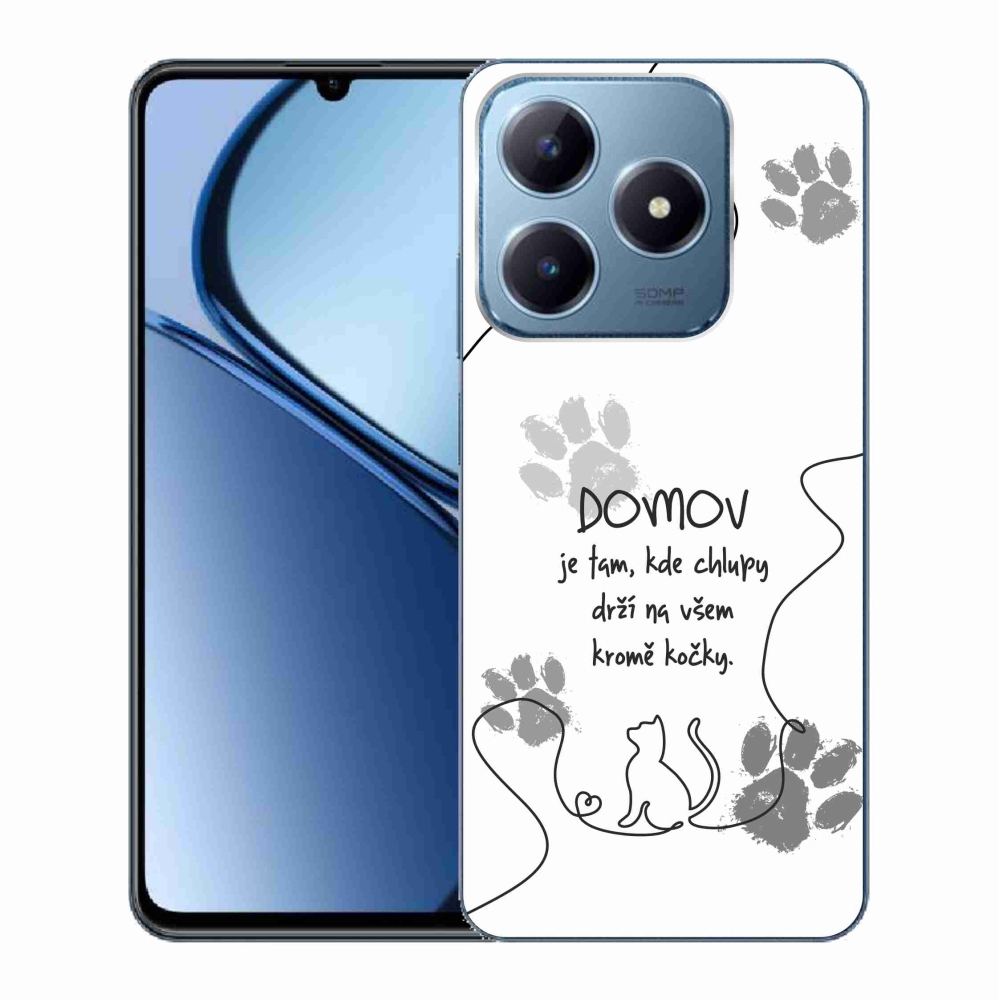 Gél borító mmCase a Realme C63 készülékhez - macska motívum fehér háttérrel