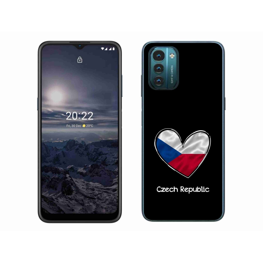 Zselés borítás mmCase a Nokia G11/G21 készülékhez - zászlós szív fekete háttérrel