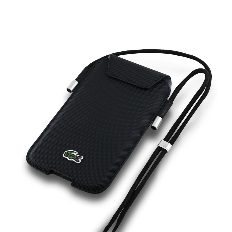Lacoste PVC Iconic Petit Pique telefon zseb XL Fekete fekete